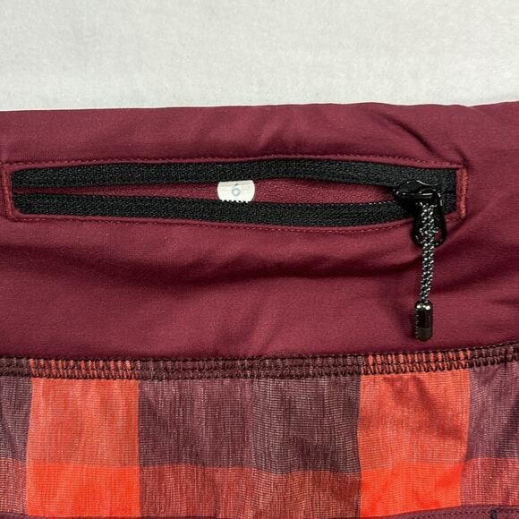 Lululemon | Run: Speed Short | Yama Check Flaming Tomato Rust Berry Size 6 - Picture 8 of 13